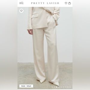 Pretty Lavish Ivory Callie Satin Wide Leg Trouser